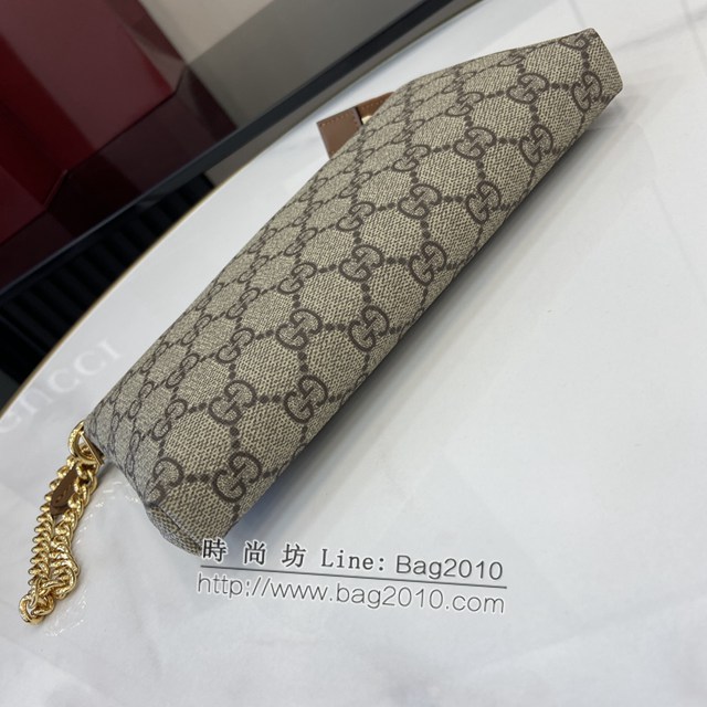 Gucci專櫃古馳最新款PVC配原廠牛皮鏈條包麻將包 jh1972型號：779791